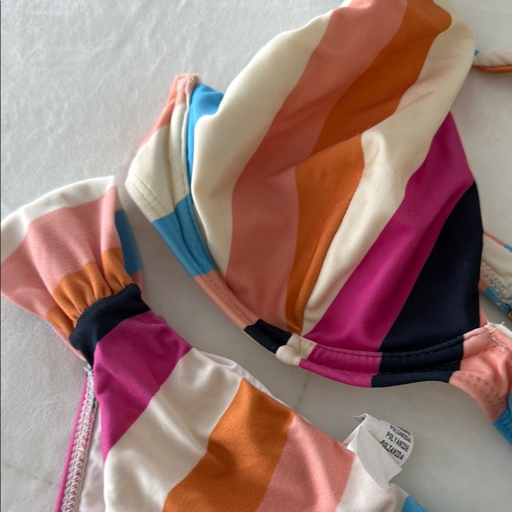 Multicolor Striped Bikini Set 🩵🧡